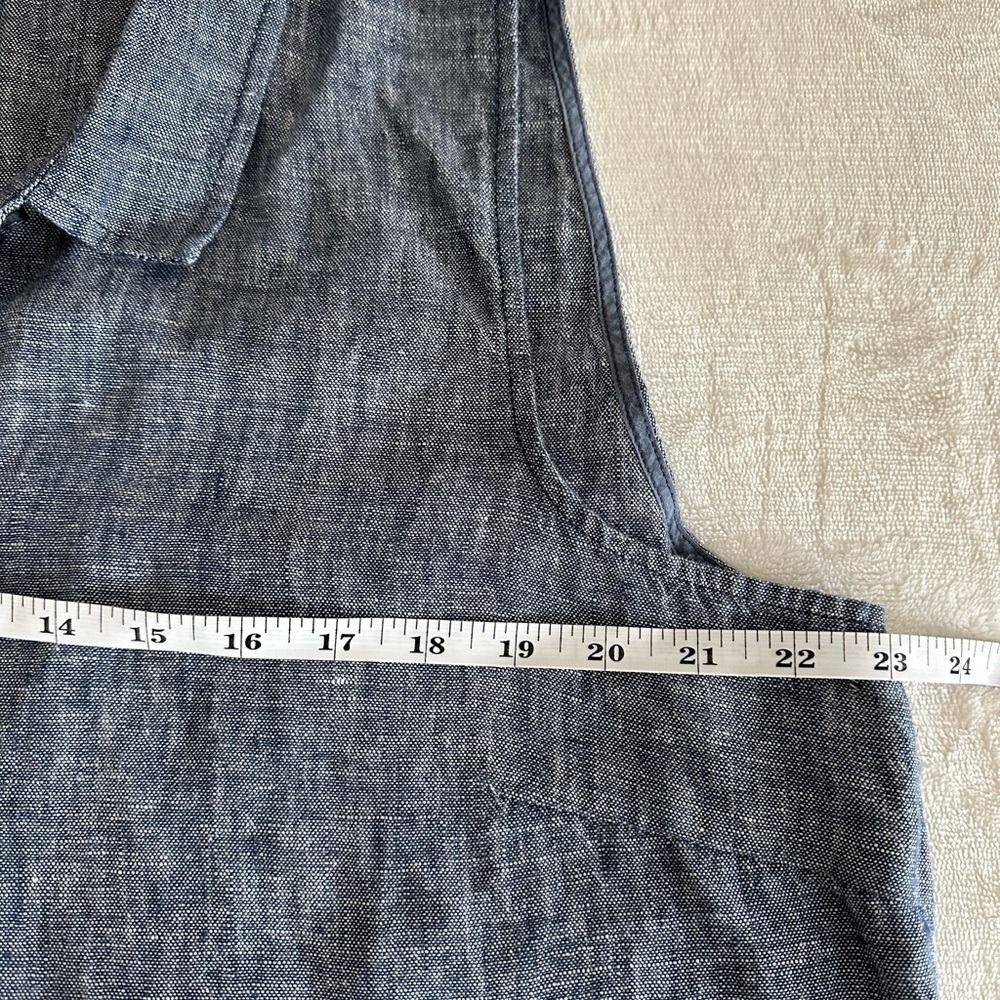 Garnet Hill Blue Linen Sleeveless Button Down Shirt Dress Women’s Size 18 - Picture 7 of 10